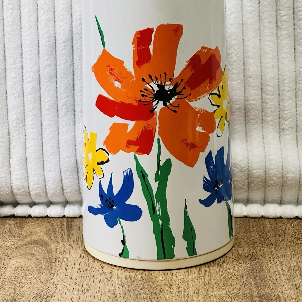 Vintage 70s Everest Vacuum‎ Air Pot Thermos APN-1900 Floral Poppies, Coffee, Tea